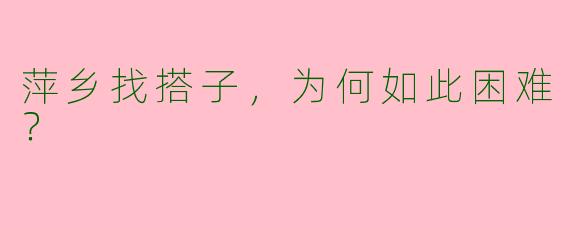 萍乡找搭子,为何如此困难?