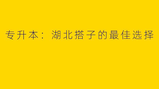 专升本：湖北搭子的最佳选择