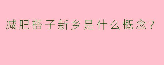 减肥搭子新乡是什么概念？