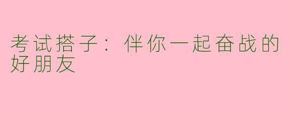 考试搭子：伴你一起奋战的好朋友