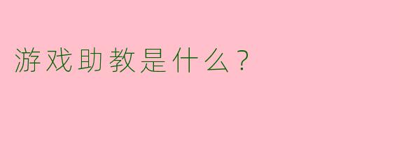 游戏助教是什么?