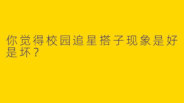 你觉得校园追星搭子现象是好是坏？