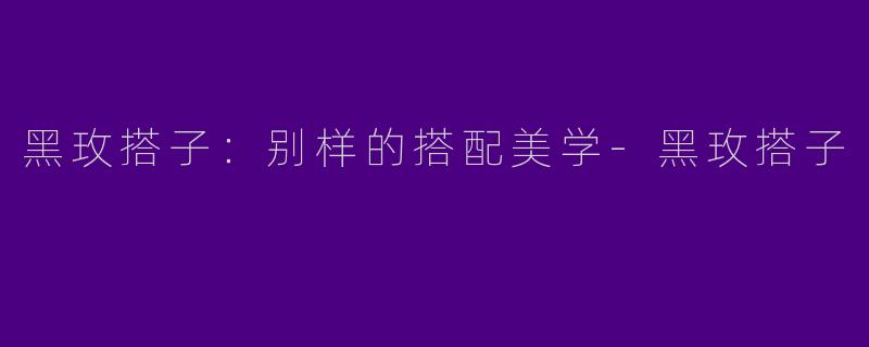 黑玫搭子：别样的搭配美学-黑玫搭子