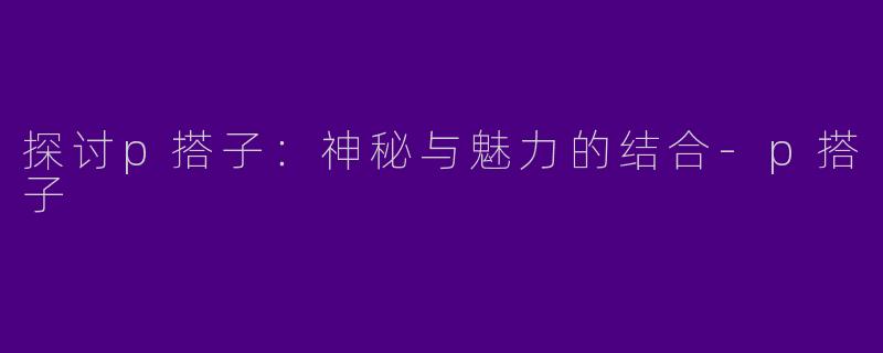 探讨p搭子:神秘与魅力的结合