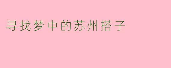 寻找梦中的苏州搭子