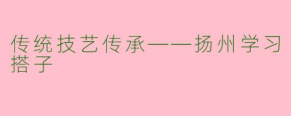 传统技艺传承——扬州学习搭子