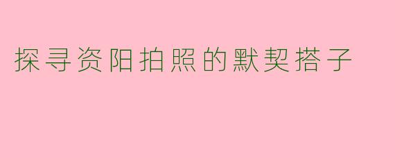 探寻资阳拍照的默契搭子
