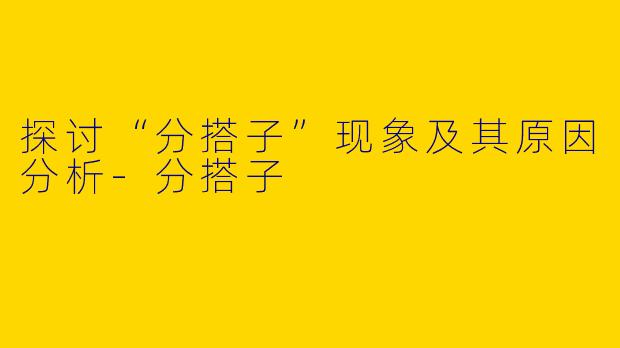 探讨“分搭子”现象及其原因分析-分搭子