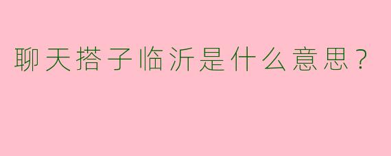 聊天搭子临沂是什么意思?