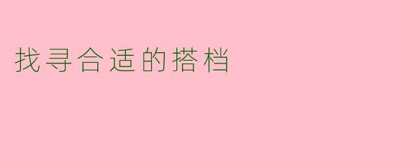 找寻合适的搭档
