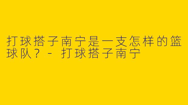 打球搭子南宁是一支怎样的篮球队?