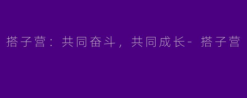 搭子营：共同奋斗，共同成长-搭子营