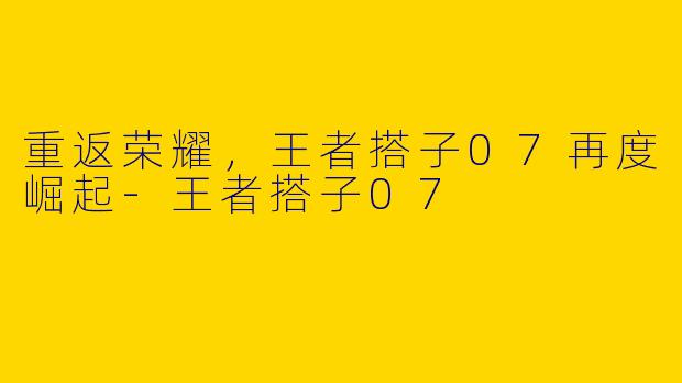 重返荣耀,王者搭子07再度崛起