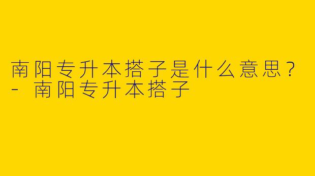 南阳专升本搭子是什么意思？
