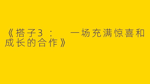《搭子3： 一场充满惊喜和成长的合作》
