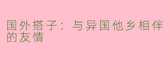 国外搭子：与异国他乡相伴的友情