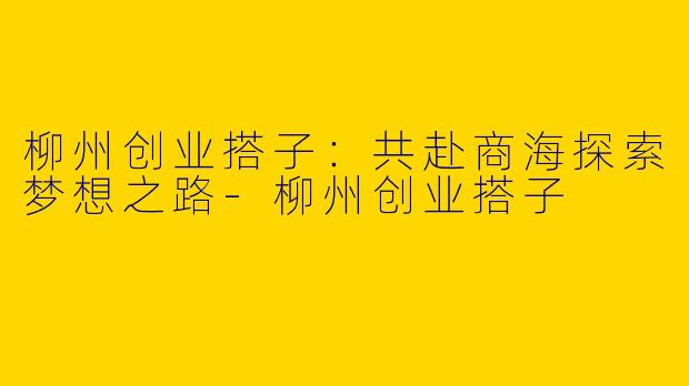 柳州创业搭子：共赴商海探索梦想之路