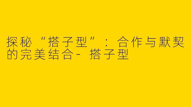 探秘“搭子型”：合作与默契的完美结合-搭子型