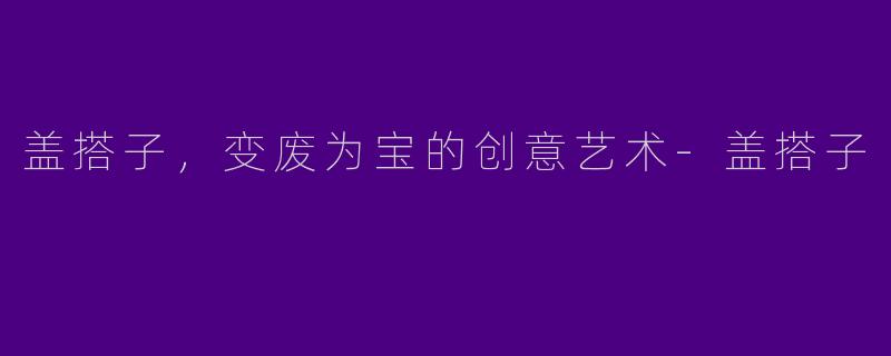 盖搭子,变废为宝的创意艺术