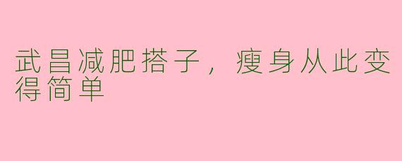 武昌减肥搭子，瘦身从此变得简单