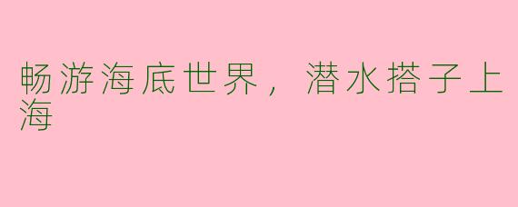 畅游海底世界,潜水搭子上海