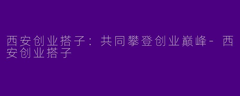 西安创业搭子：共同攀登创业巅峰-西安创业搭子