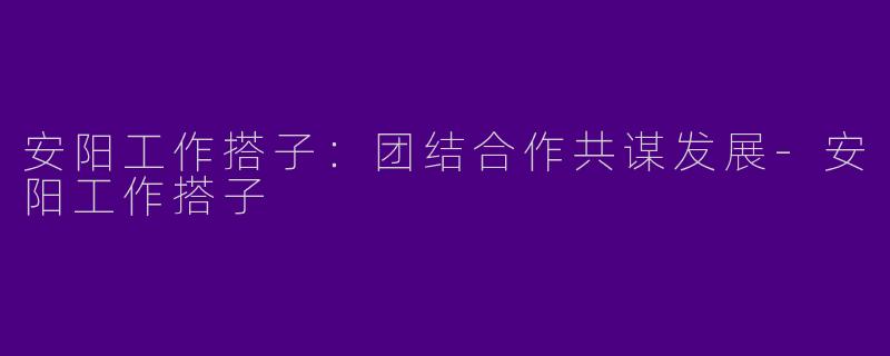 安阳工作搭子：团结合作共谋发展-安阳工作搭子