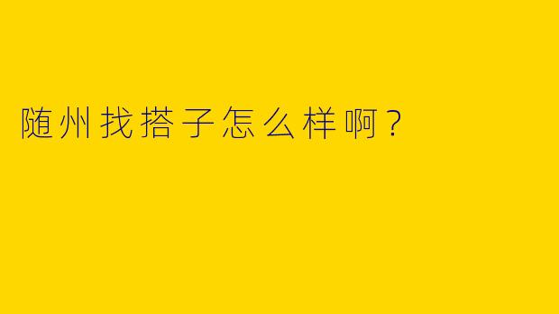 随州找搭子怎么样啊？