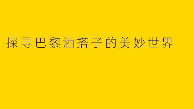 探寻巴黎酒搭子的美妙世界