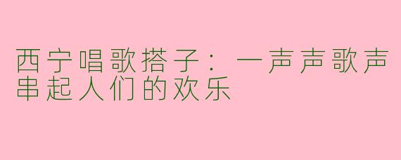 西宁唱歌搭子：一声声歌声串起人们的欢乐