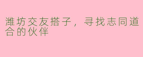 潍坊交友搭子，寻找志同道合的伙伴
