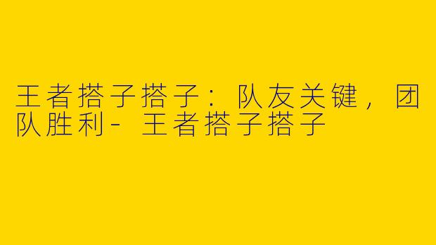 王者搭子搭子：队友关键，团队胜利-王者搭子搭子