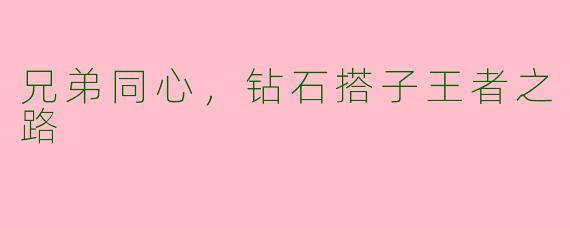 兄弟同心，钻石搭子王者之路