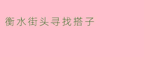 衡水街头寻找搭子