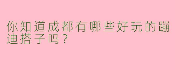 你知道成都有哪些好玩的蹦迪搭子吗？