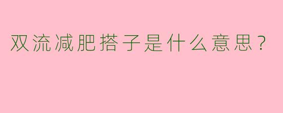 双流减肥搭子是什么意思?