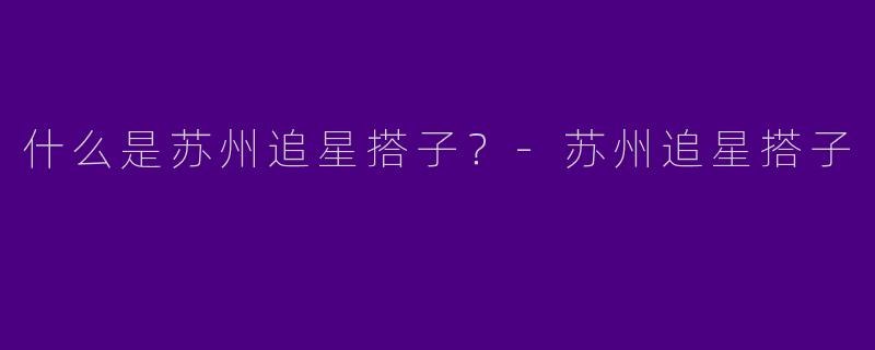 什么是苏州追星搭子？