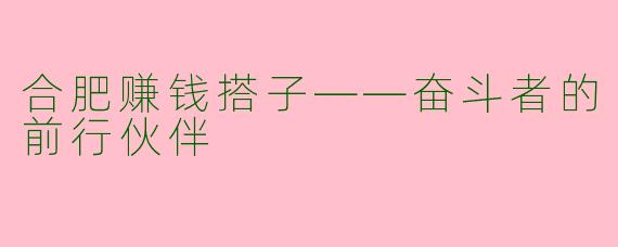 合肥赚钱搭子——奋斗者的前行伙伴