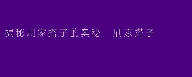 揭秘刷家搭子的奥秘-刷家搭子
