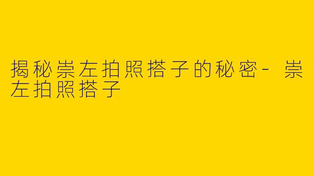 揭秘崇左拍照搭子的秘密-崇左拍照搭子