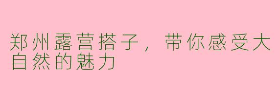 郑州露营搭子，带你感受大自然的魅力