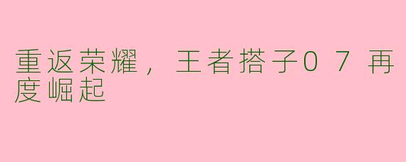 重返荣耀，王者搭子07再度崛起