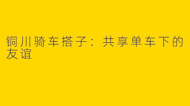 铜川骑车搭子：共享单车下的友谊