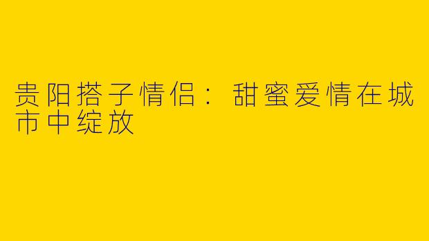 贵阳搭子情侣：甜蜜爱情在城市中绽放