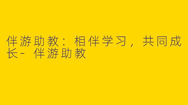 伴游助教：相伴学习，共同成长-伴游助教