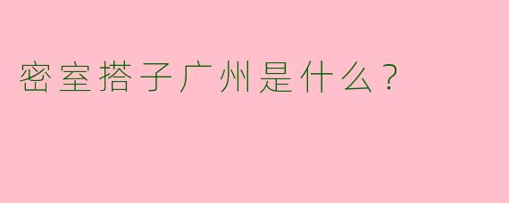 密室搭子广州是什么?