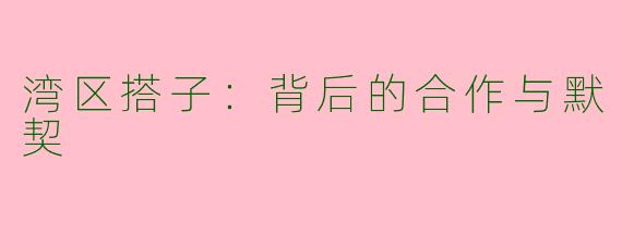 湾区搭子：背后的合作与默契