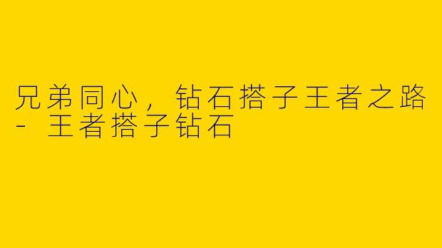 兄弟同心，钻石搭子王者之路