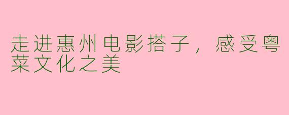 走进惠州电影搭子，感受粤菜文化之美