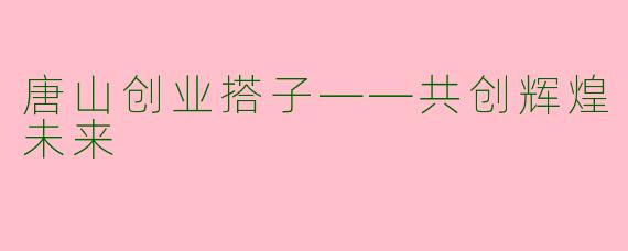 唐山创业搭子——共创辉煌未来